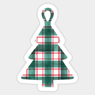 Festive and Symmetrical Plaid Christmas Tree Sticker